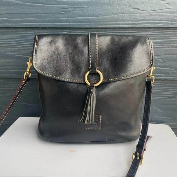 Dooney Bourke Black Florentine Crossbody Messenger Satchel - Picture 1 of 9